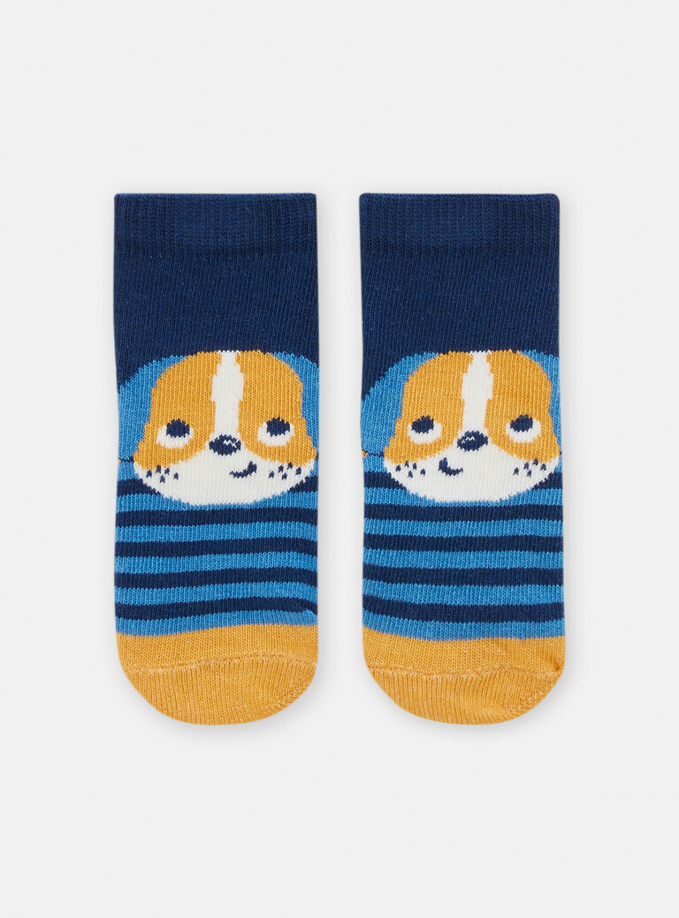 Chaussettes rayées à motif chien pour bébé garçon