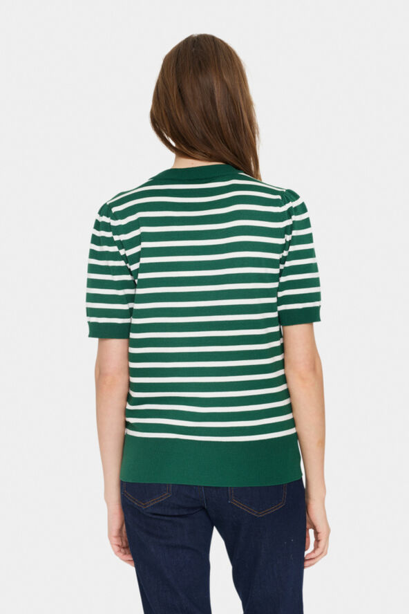 Saint Tropez MilaSZ Striped SS Pullover Frosty spruce