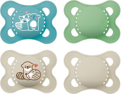 MAM Original Naturgummi Smokker 0-6m 4-Pack, Blå/Nøytral