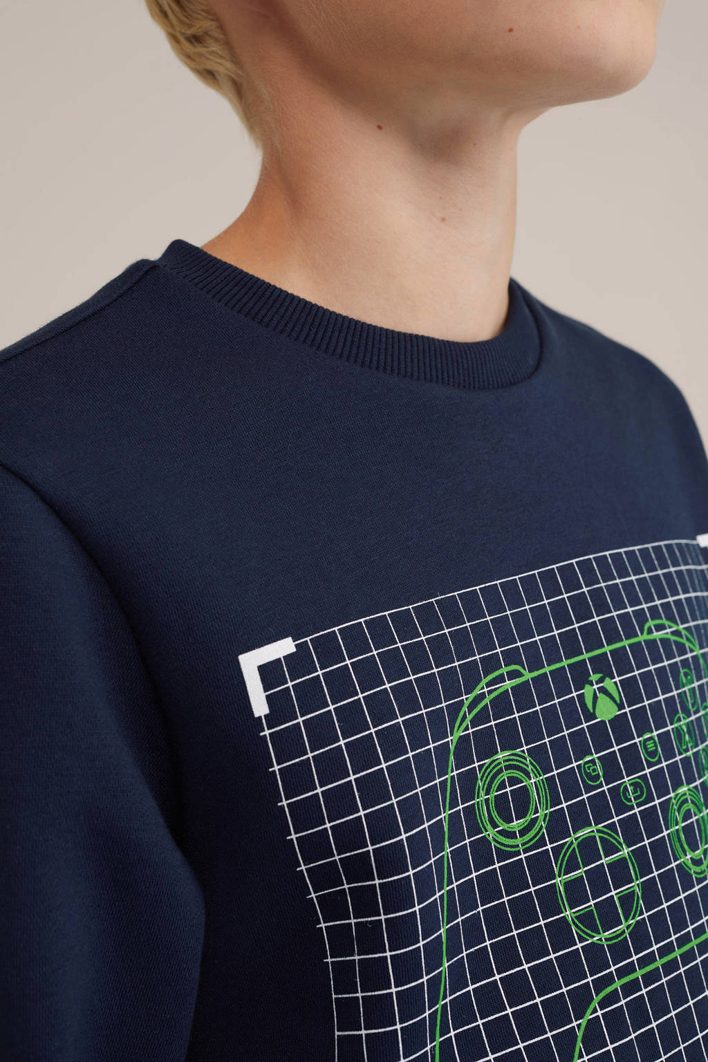WE Fashion sweater met printopdruk donekrblauw