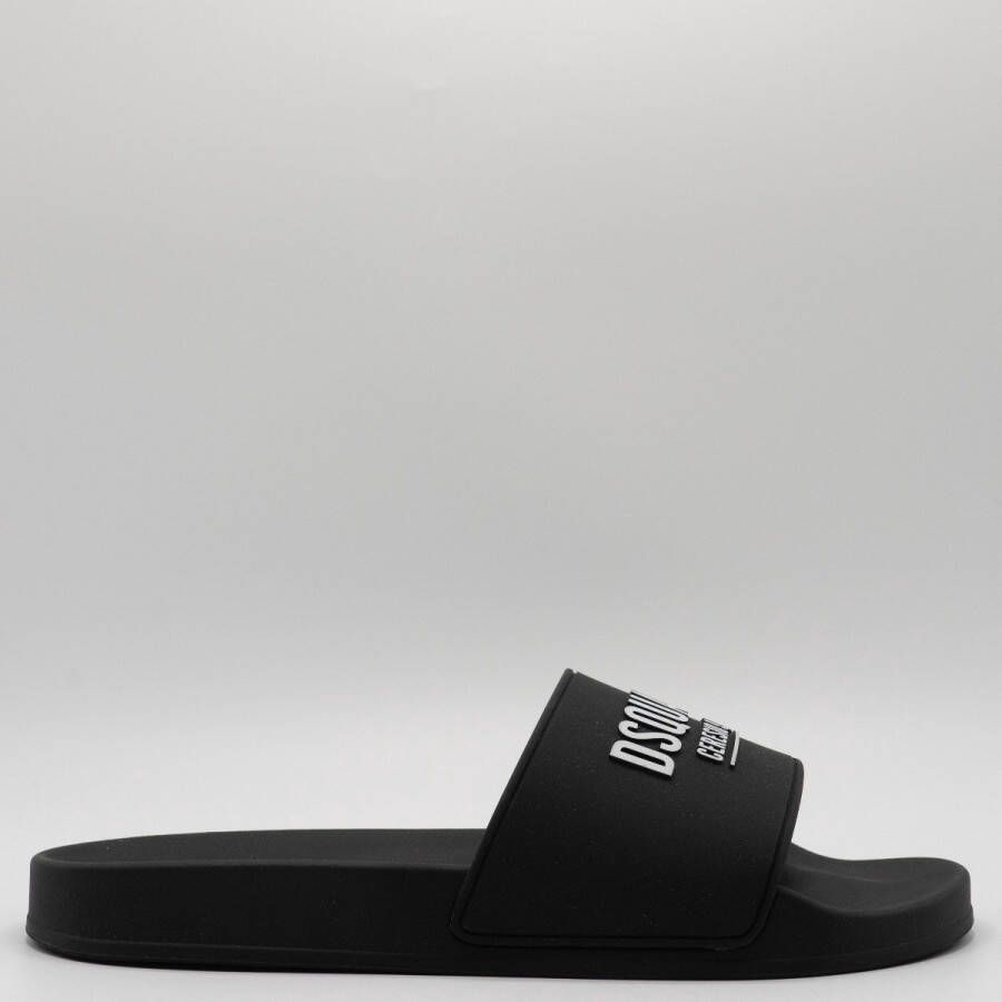 Dsquared2 Zwarte rubberen slippers Stijlvol en comfortabel Zwart