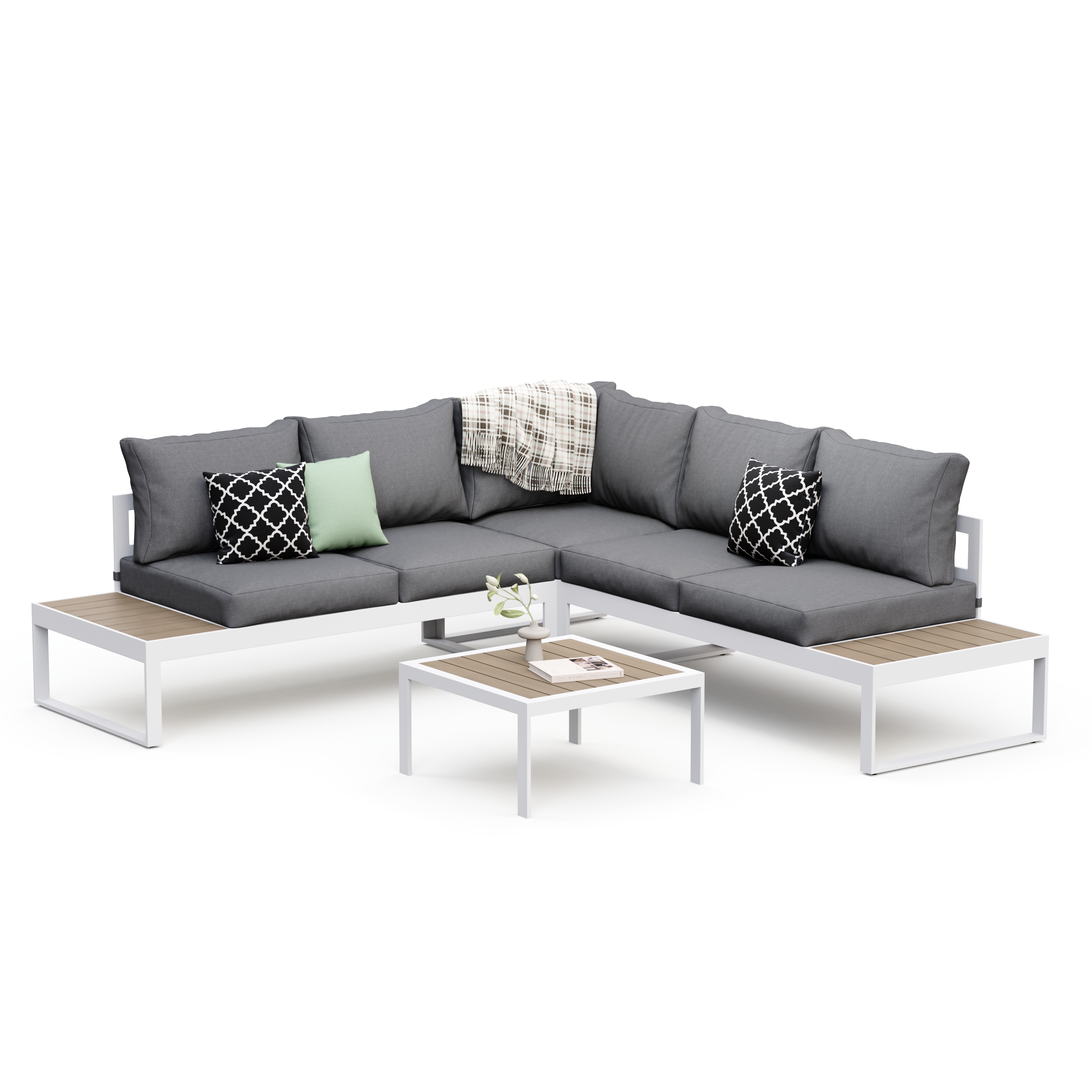 Lounge CAMILA anthrazit/weiss/braun