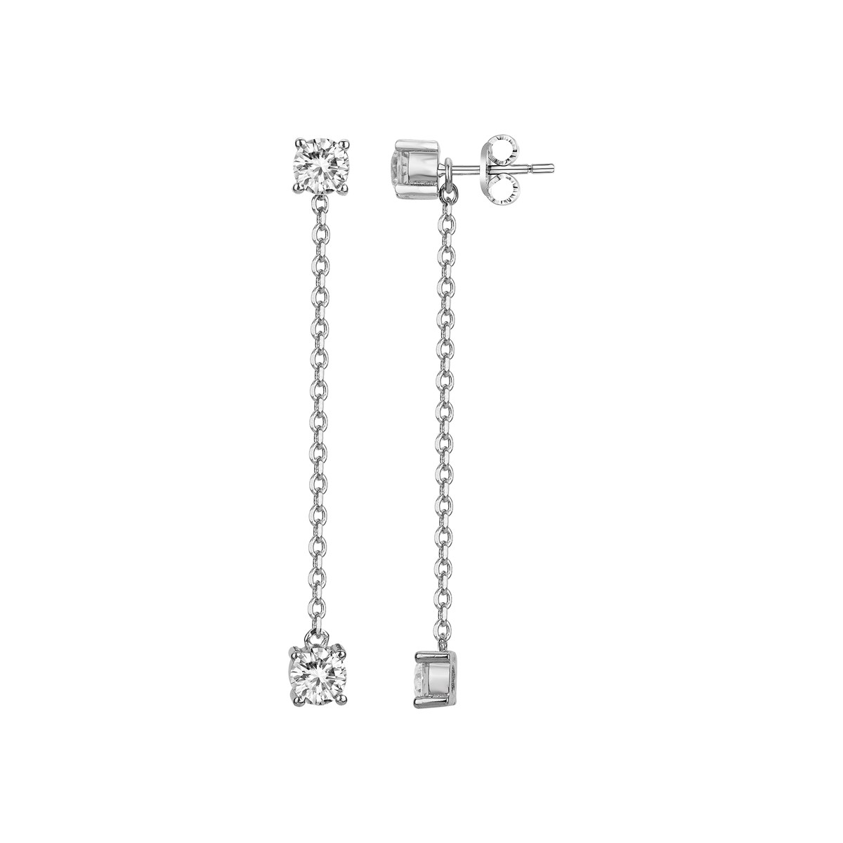 Boucles d'oreilles pendantes en Argent avec oxyde de zirconium blanc