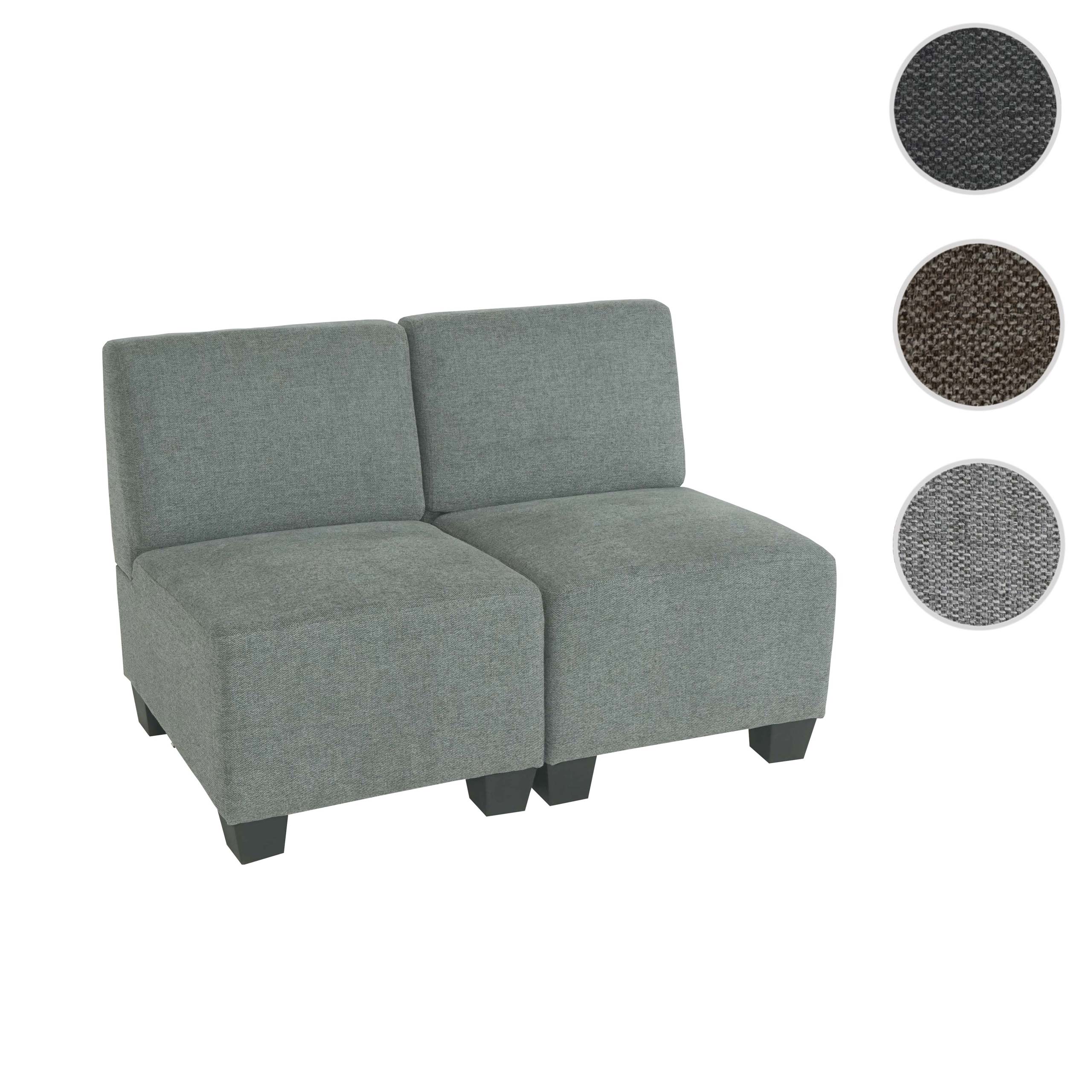 Modular 2-Sitzer Sofa Couch Lyon, Stoff/Textil ~ grau, ohne Armlehnen