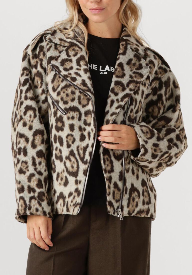 beige alix the label jack ladies woven jaquar biker jacket