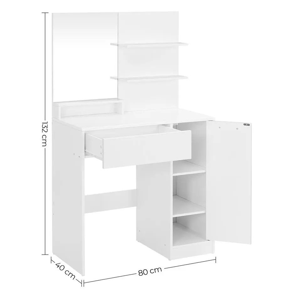Furnihaus Kaptafel met rechthoekige spiegel en 1 lade cosmetische tafel