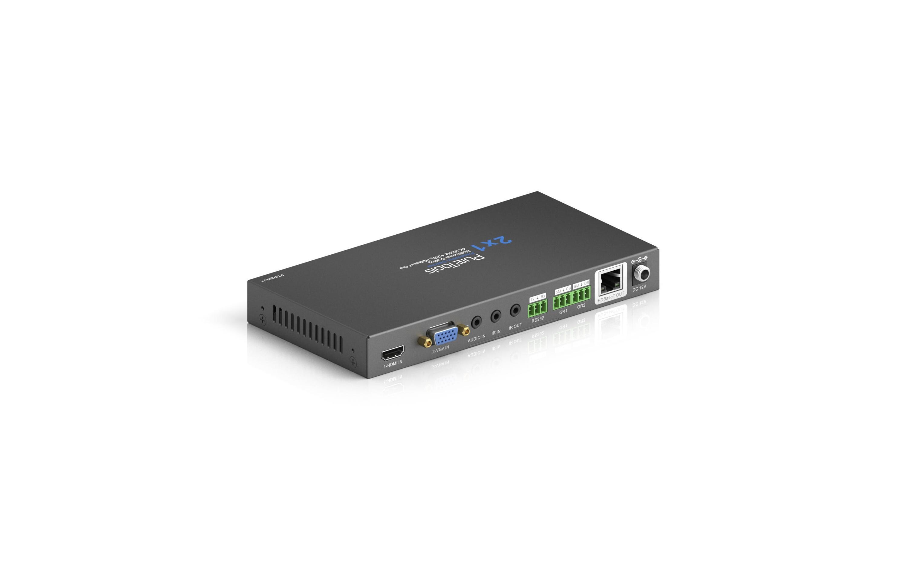Matrix Switcher PT-PSW-21 Multiformat HDBaseT<br>2x1 4K Multiformat HDBaseT Presentation Switcher mit Scaler