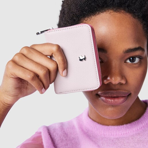 Nova carteira média Dubai rosa e bege