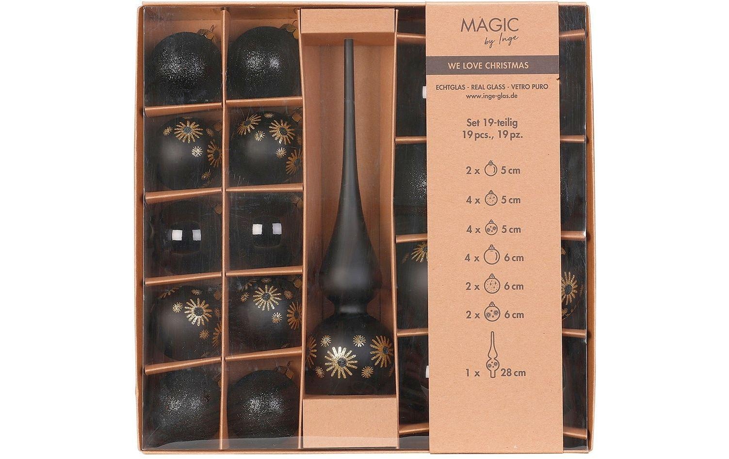 Weihnachtsbaumkugel »Set mit Baumspitze Ebony Black 19 Stück«
