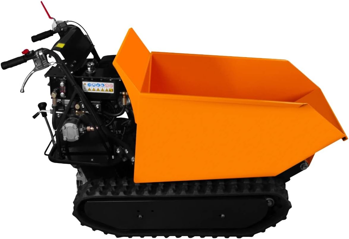 Mini Raupendumper Dumper 500kg Benzin Motorschubkarre Raupenantrieb Kettendumper Motor Schubkarre Minidumper Hydraulische Kippfunktion 270cc 9PS 4 Gänge Stahl GRATIS Rampe Schneeschild & Erweiterung
