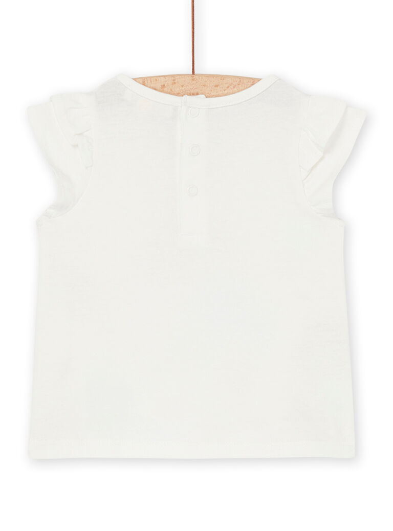 T-shirt écru à motifs éléphants et fleurs