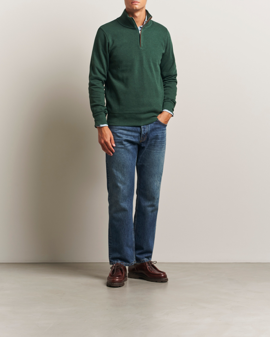GANT Sacker Rib Half Zip Tartan Green