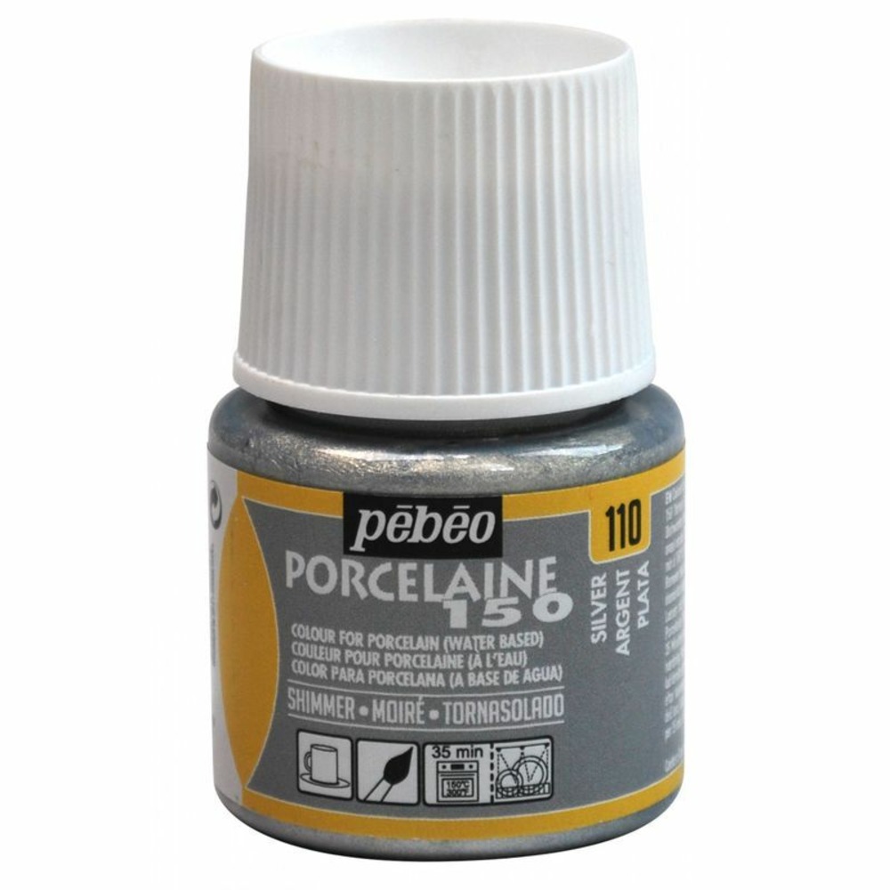 Peinture à l'eau moirée pour porcelaine - argent - 45 ml
