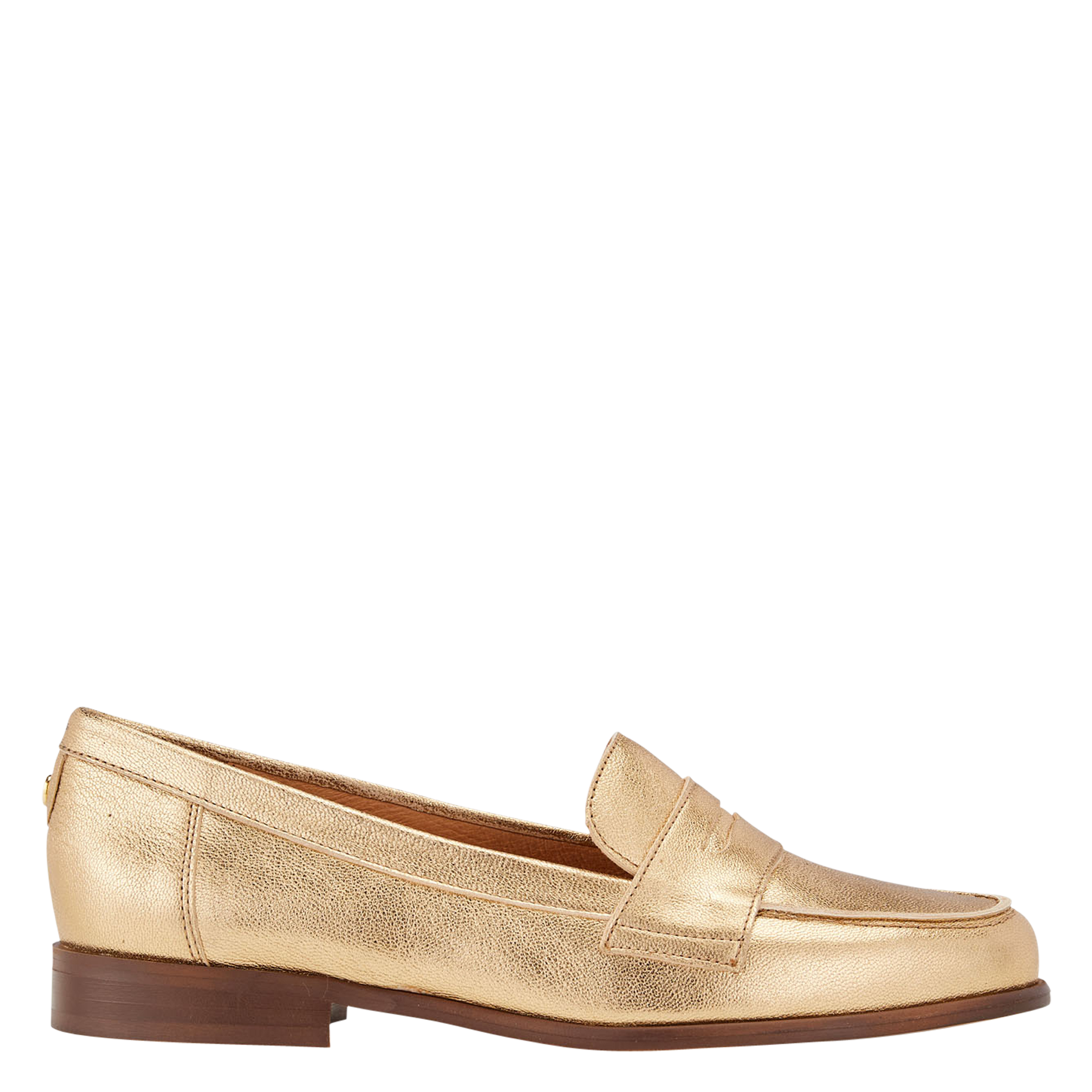 VALENE - Mocassins en cuir métallisé| Doré