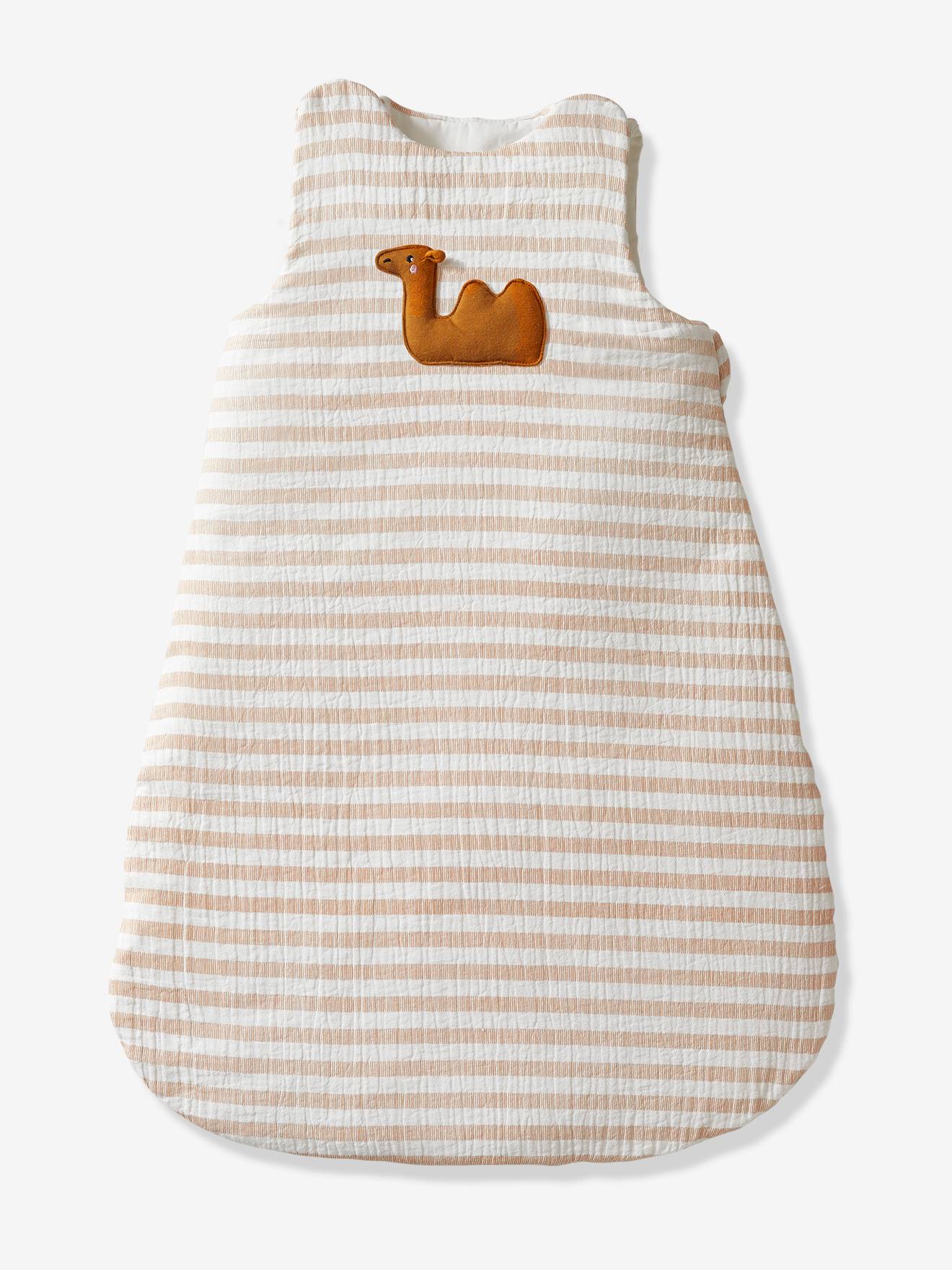 Cardigã sem mangas em chiffon de algodão listrado branco claro Wild Sahara