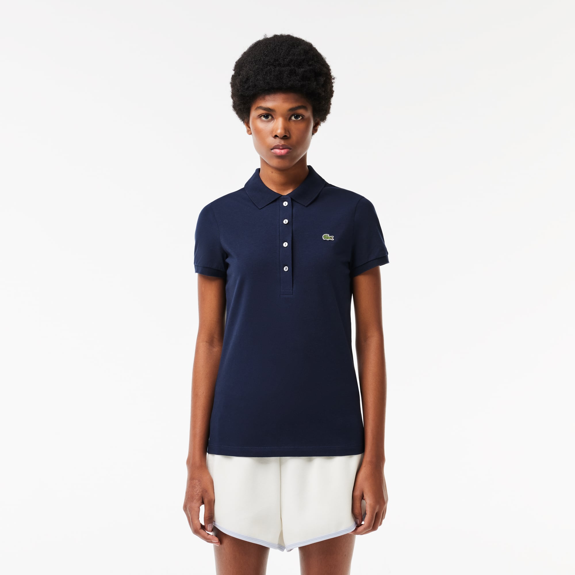 Polo L.12.D slim fit en jersey Manches Courtes - Bleu - Lacoste - Femme