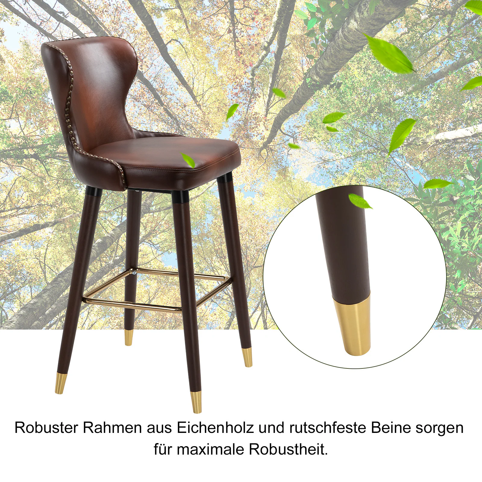 HOMCOM Barhocker im 2er Set braun 52 x 53 x 101 cm (BxTxH)