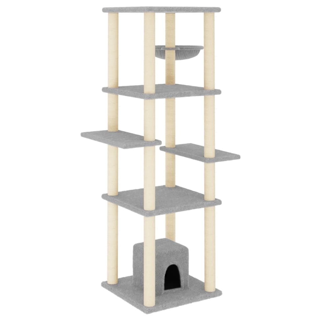 Arbre à chat avec griffoirs en sisal gris clair 154 cm