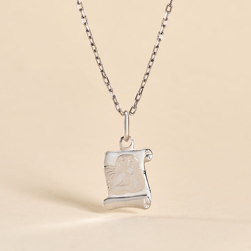 Pendentif Ange Parchemin Or Blanc