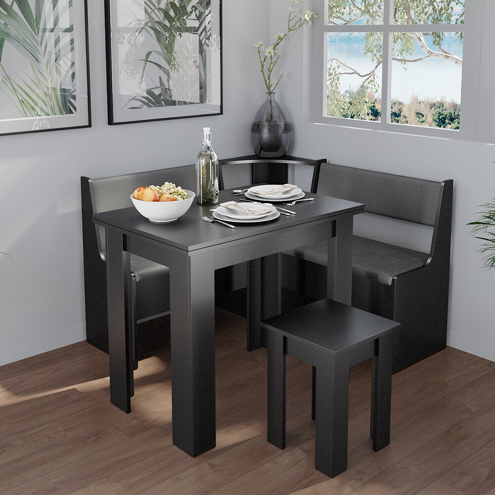 Vicco Küchenbank Sitzbank Esszimmerbank Roman Schwarz 77 cm modern Truhenbank Eckbankgruppe Esszimmergruppe Küchensitzgruppe Sitzbankgruppe Küchenmöbel Polstermöbel