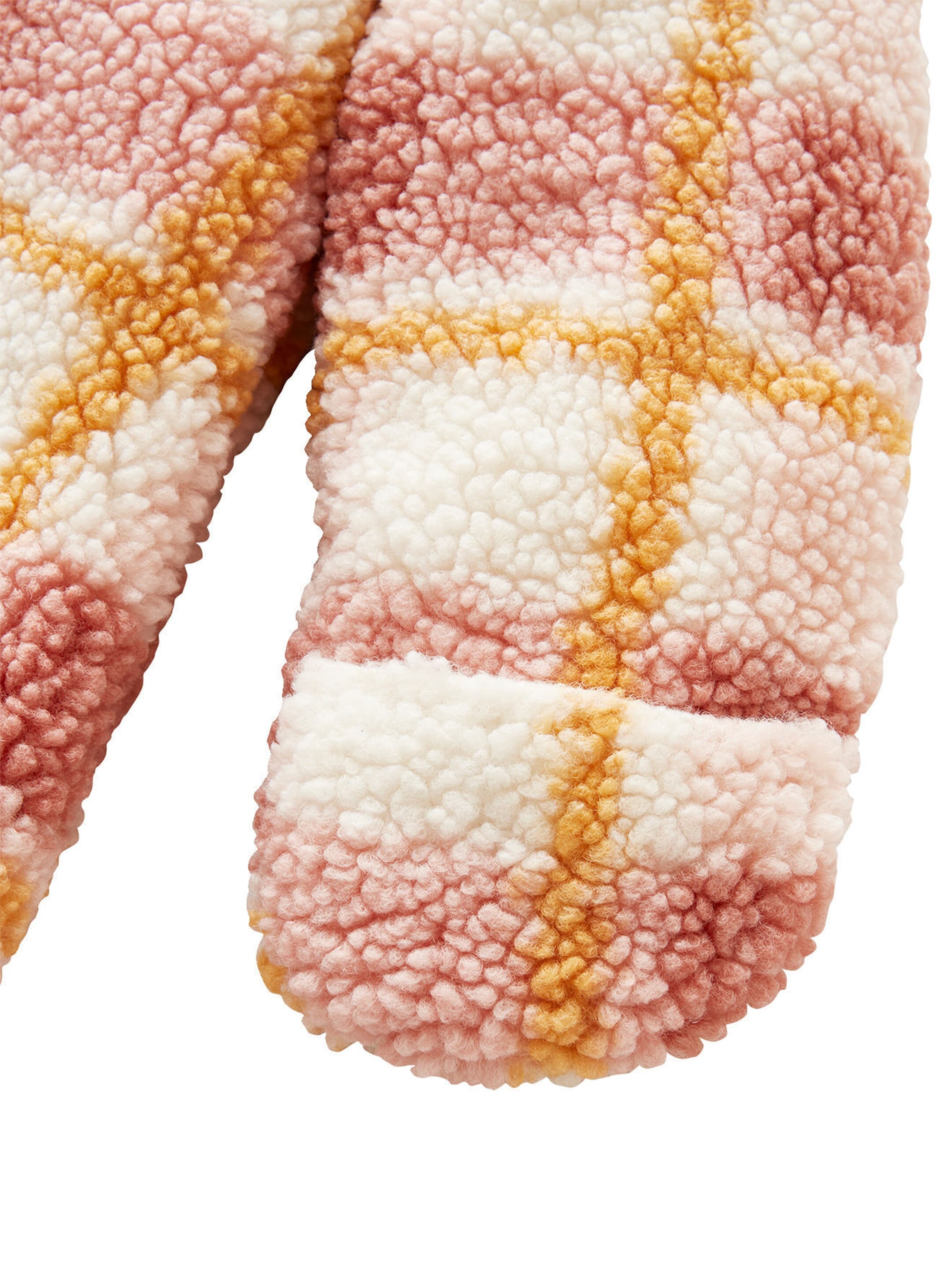 Vertbaudet Baby Auto-Schlafsack KARO aus Teddyfleece rosa/wollweiß