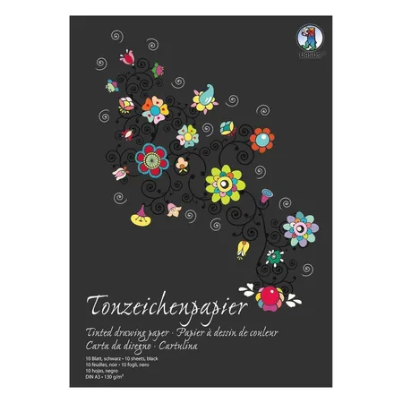 URSUS Tonzeichenpapier Sonderedition 130 g/qm, A3, 10 Blatt, schwarz