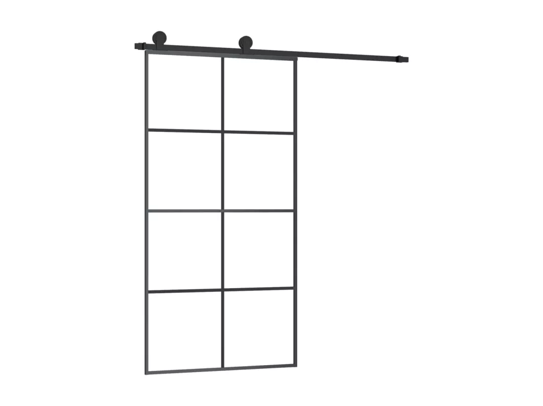 Porte coulissante et kit de quincaillerie 102,5x205cm Verre ESG