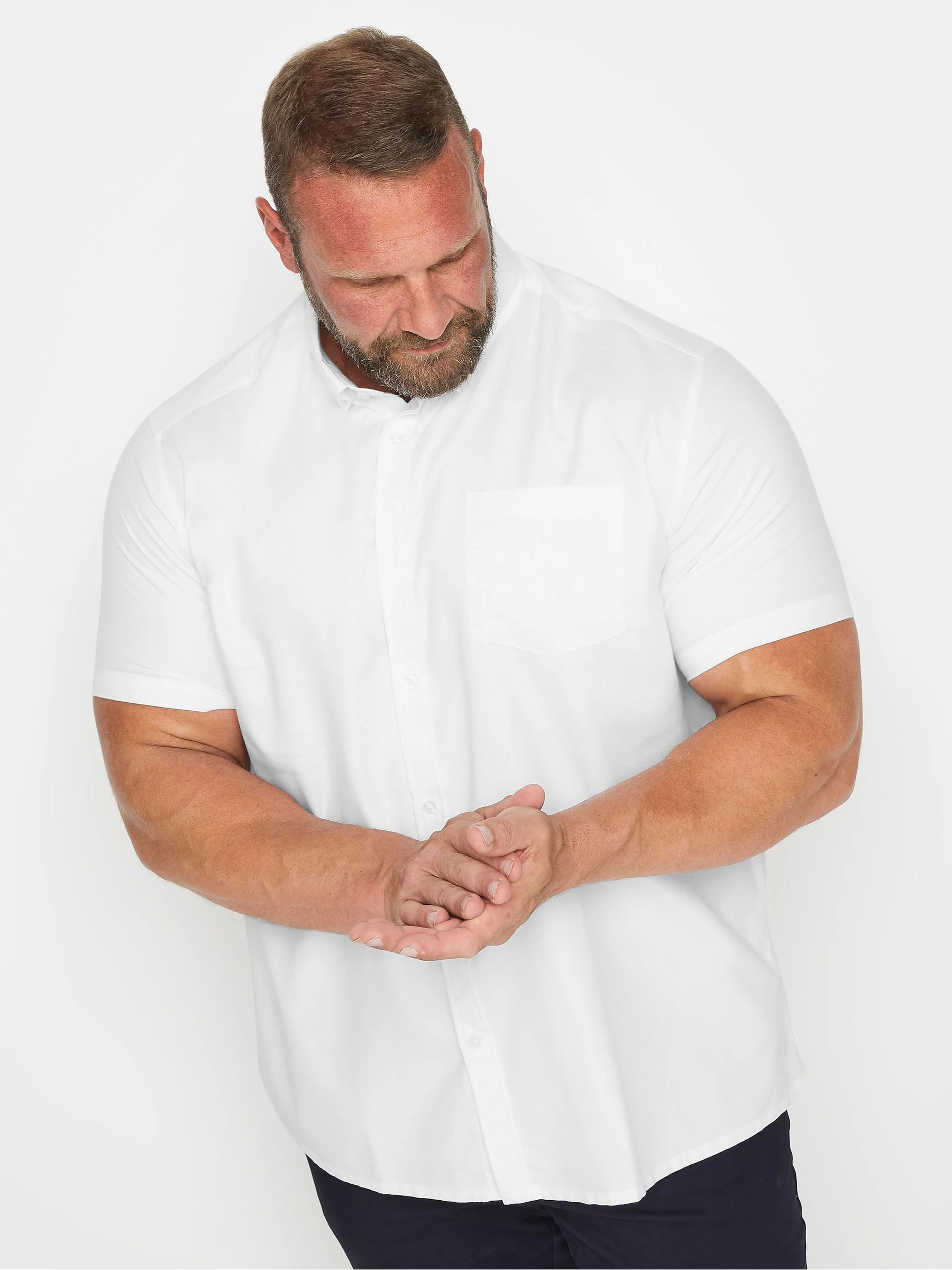 BadRhino Big & Tall premium Oxford-overhemd met korte mouwen van 100% katoen