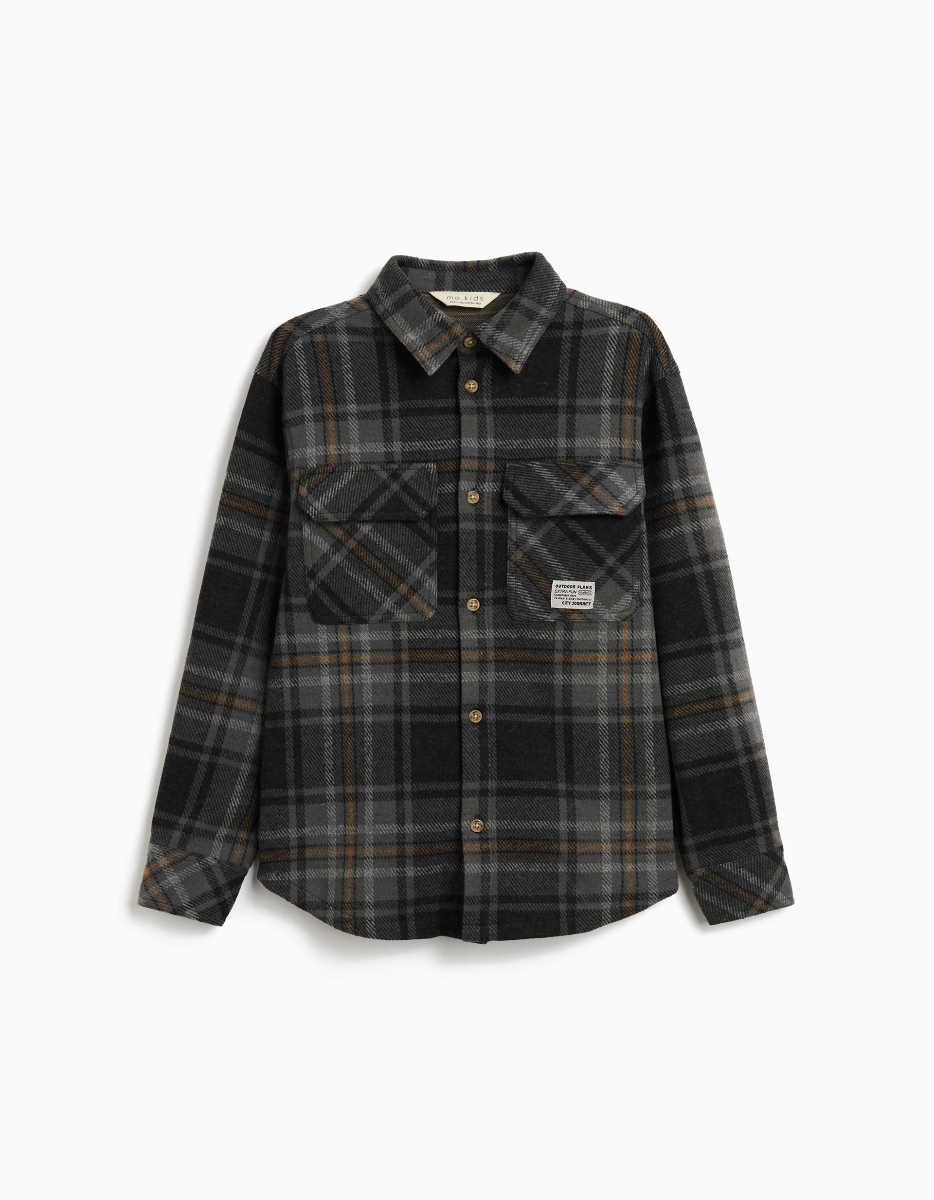 Sobrecamisa Xadrez, Menino, Cinzento Escuro
