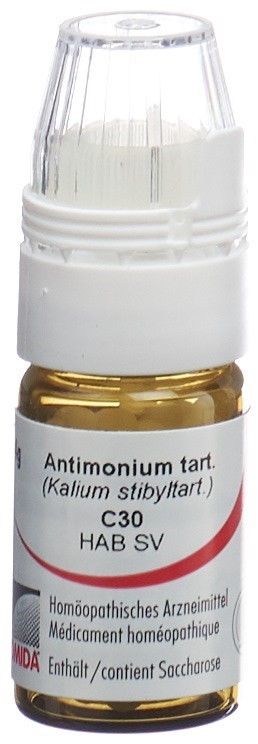 Omida Antimonium tartaricum Glob 30 C mit Dosierhilfe Fl 4 g