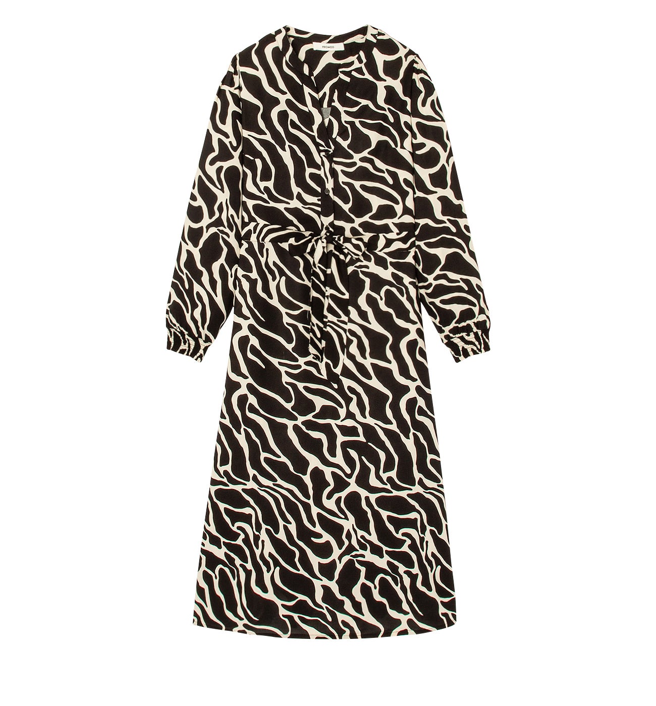 Robe mi-longue imprimée Femme - Imprimé noir