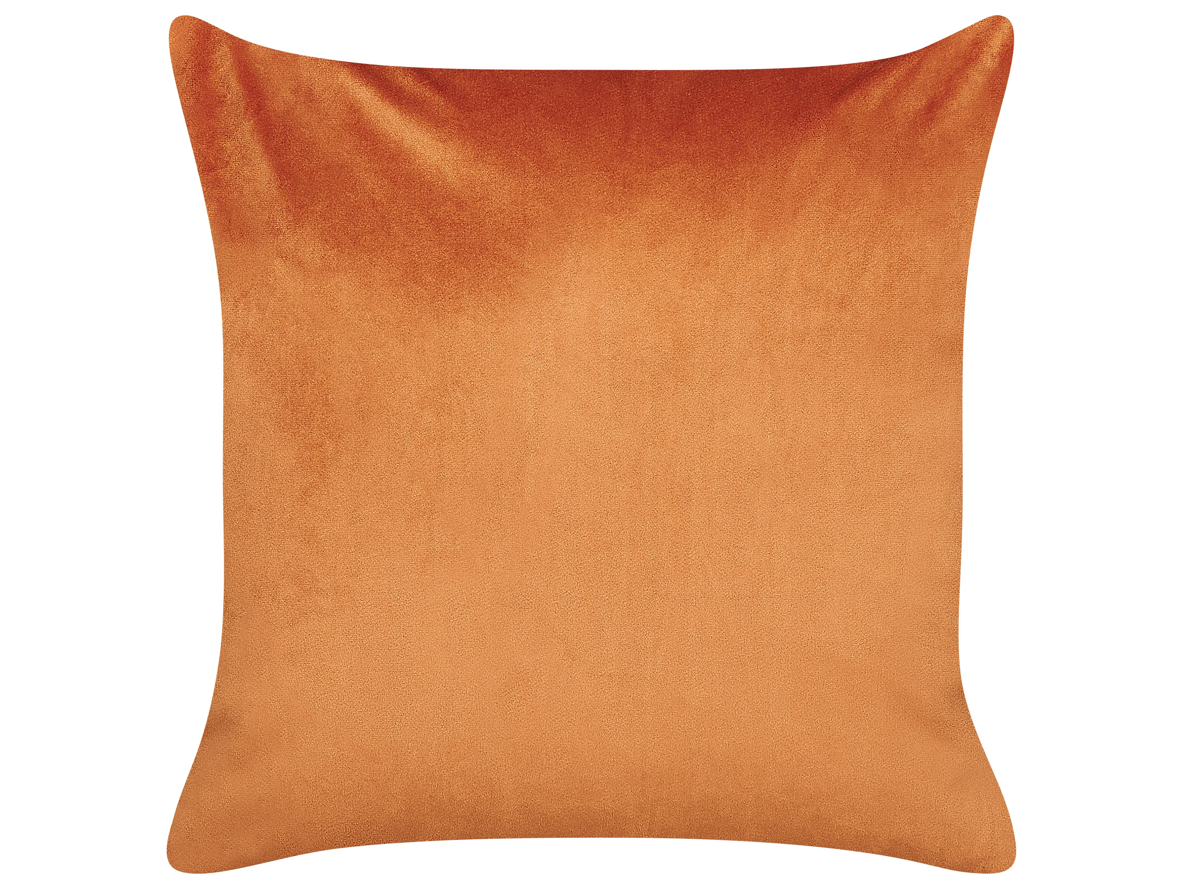Set van 2 sierkussens TULIP Fluweel 45 x 45 cm Oranje bladpatroon
