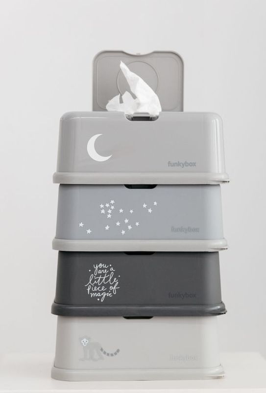 Funkybox - Clay Grey - Billendoekjes Doosje - Geschikt voor Alle Soorten Vochtige Babydoekjes