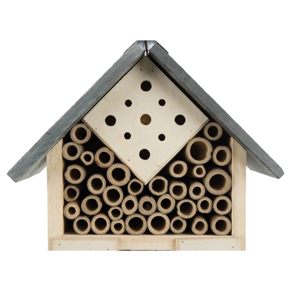 Hôtel à insectes 18x29x10 cm bois de pin et ardoise