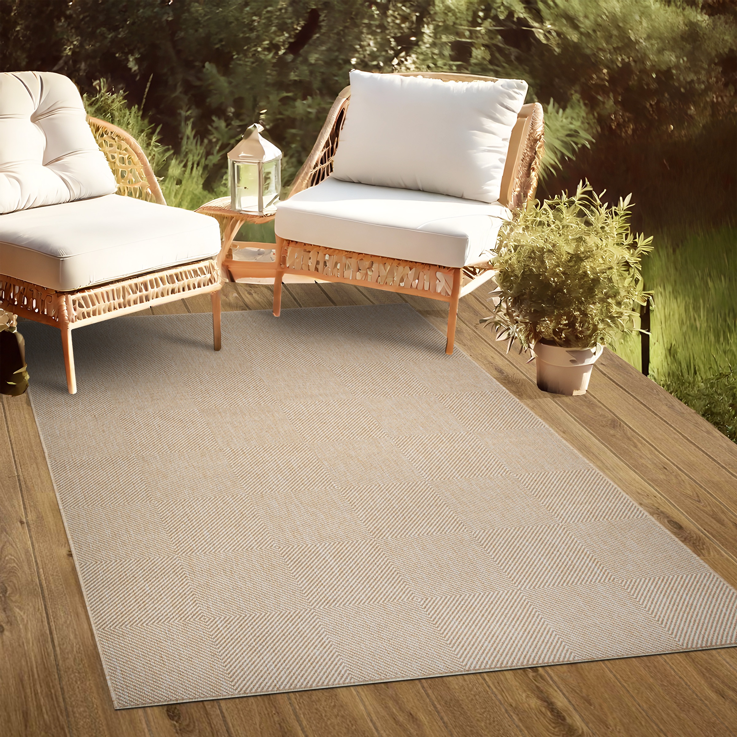 my home Teppich »Anna, auch als Läufer erhältlich« rechteckig 3 mm Höhe In- und Outdoor geeignet, Sisal-Optik, Wetterfest & UV-beständig