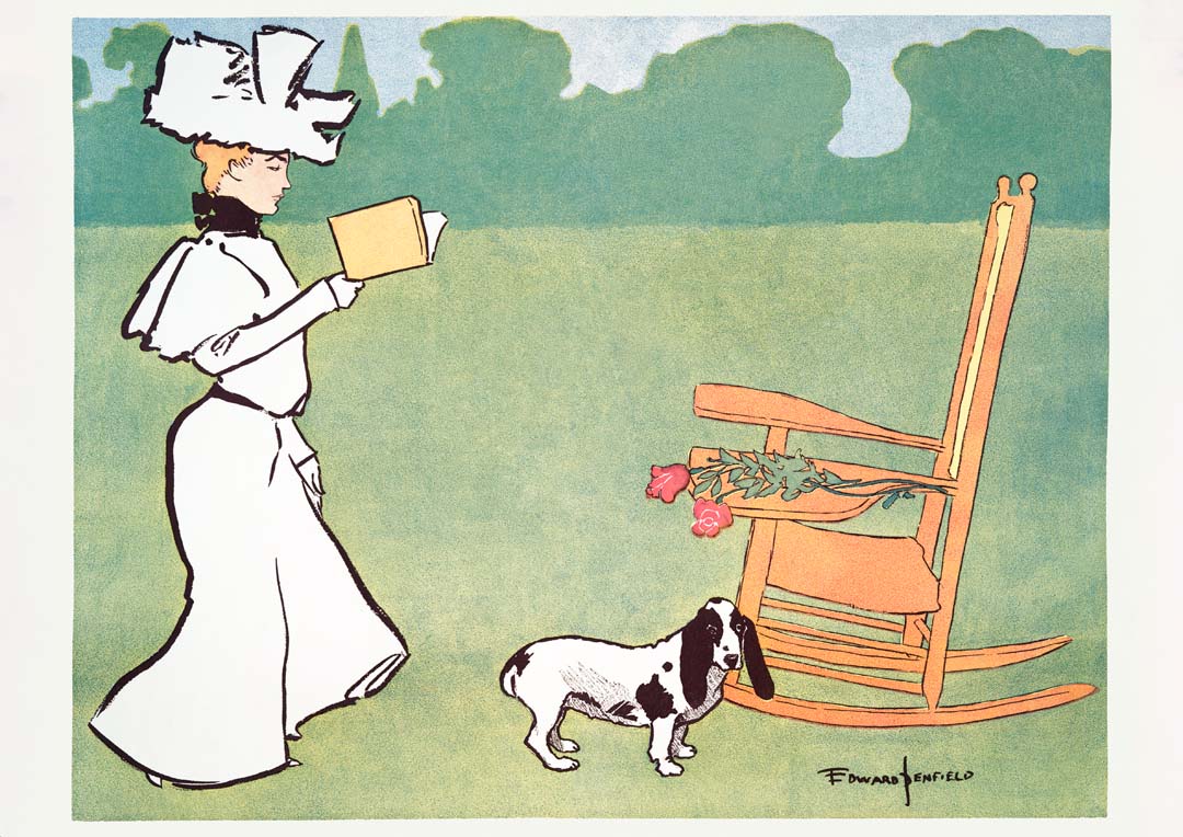 Frau liest im Garten von Edward Penfield