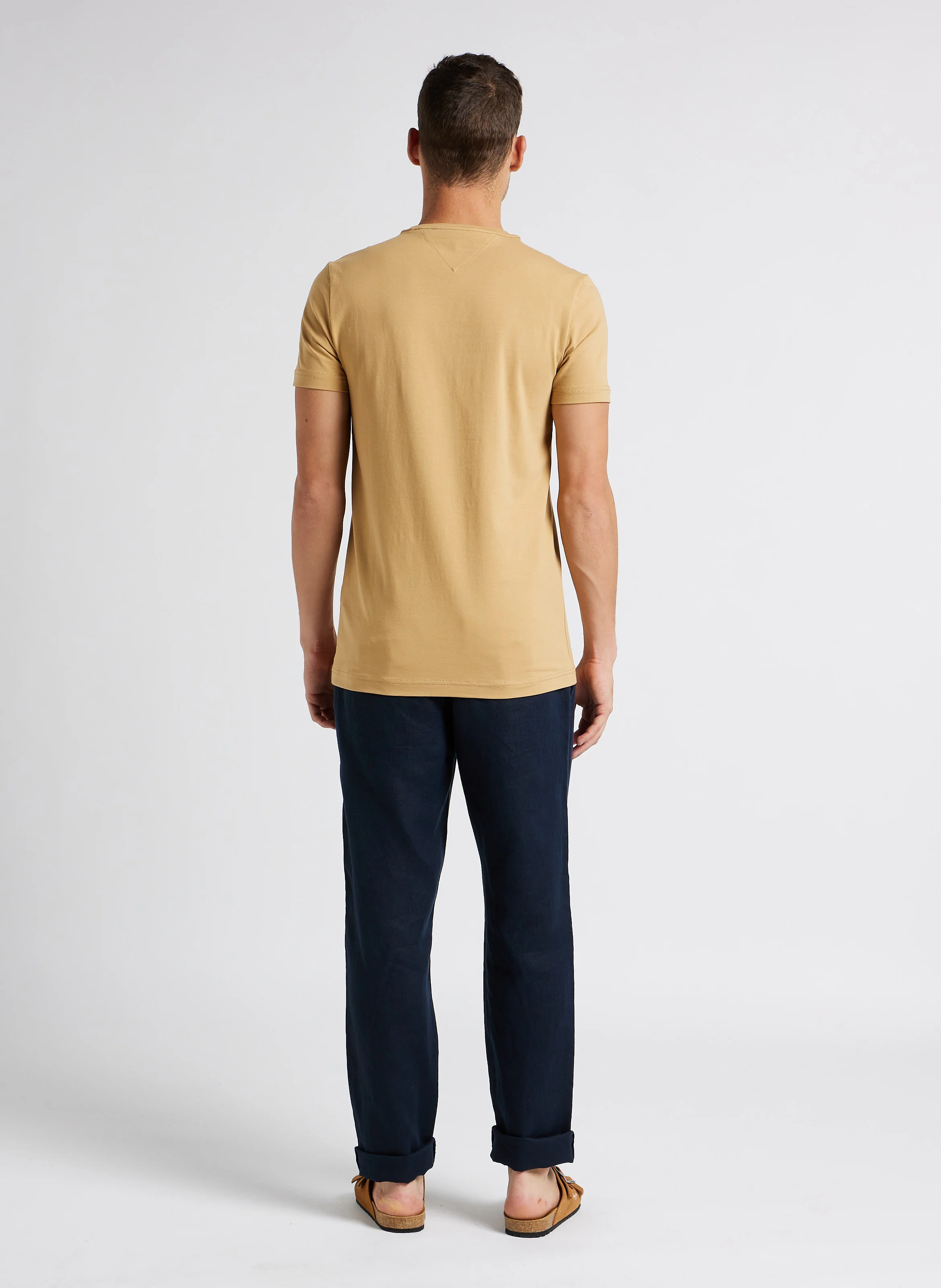 Tee-shirt col rond slim-fit en coton bio | Kaki