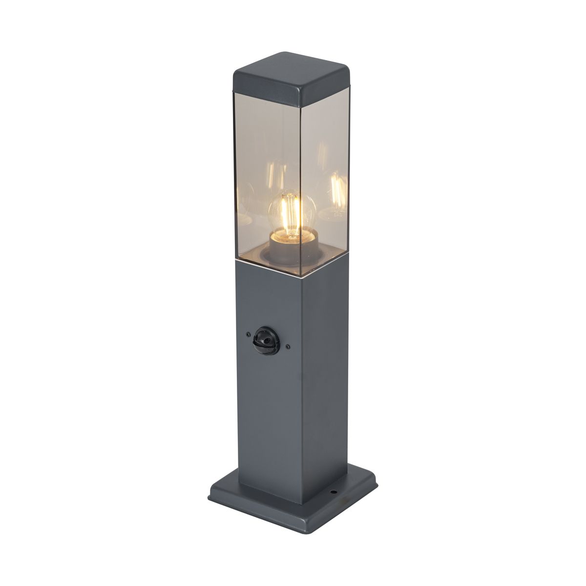 Buitenlamp donkergrijs met smoke glas 45cm IP44 met stopcontact en bewegingssensor - Malios