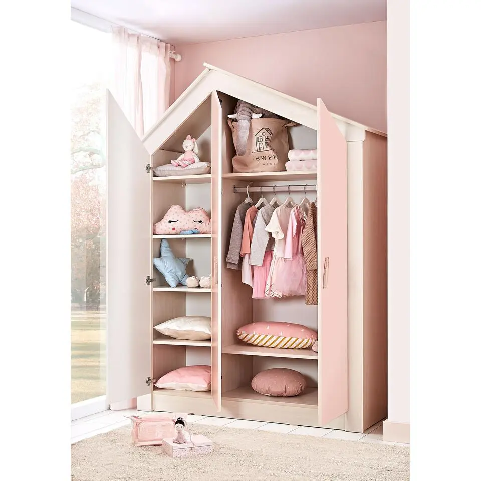 Cento Pink 3-deurs kledingkast huisje meisjeskamer