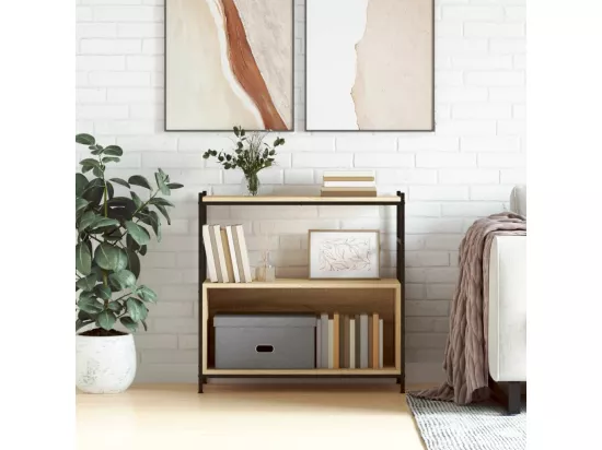 Bibliothèque chêne sonoma 80x30x78,5cm bois d'ingénierie et fer