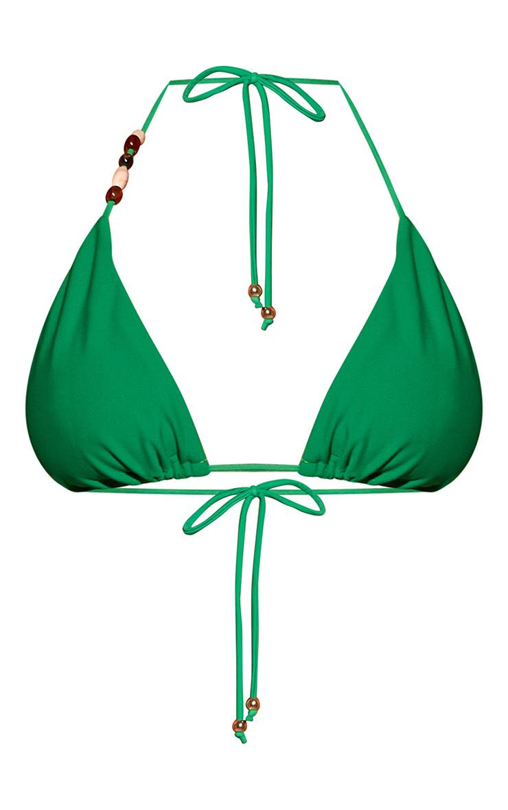 Vert Haut De Bikini Triangle À Bordure De Perles