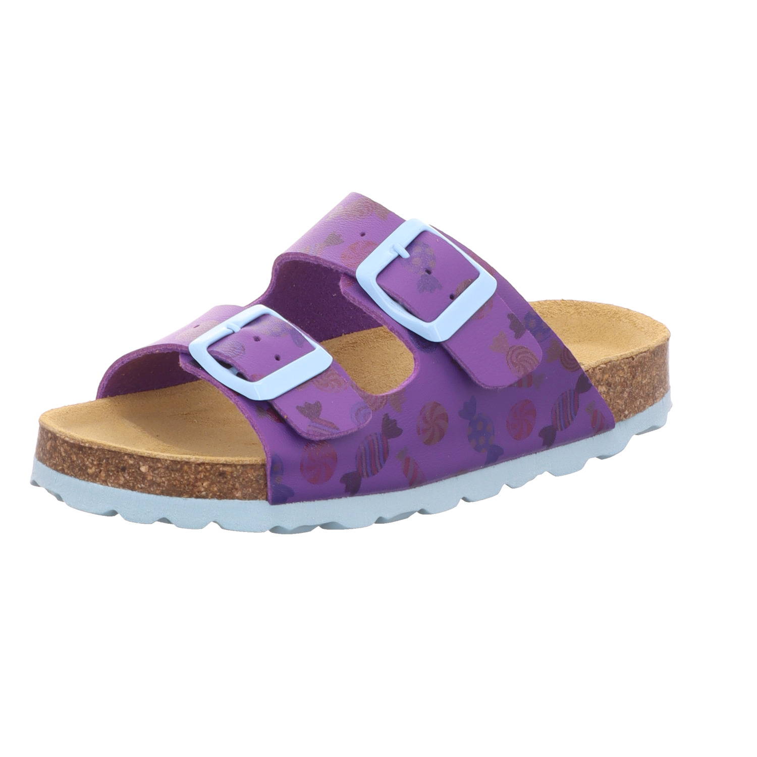 SCHUH OKAY Kinder-Pantolette mit Tieffußbett Lila-Mehrfarbig