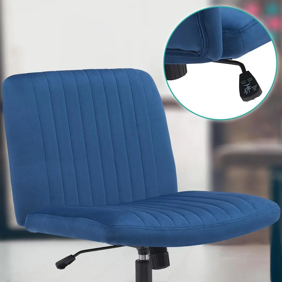 CLP Bureaustoel Kingman zwart Frame - Fluweel - blauw