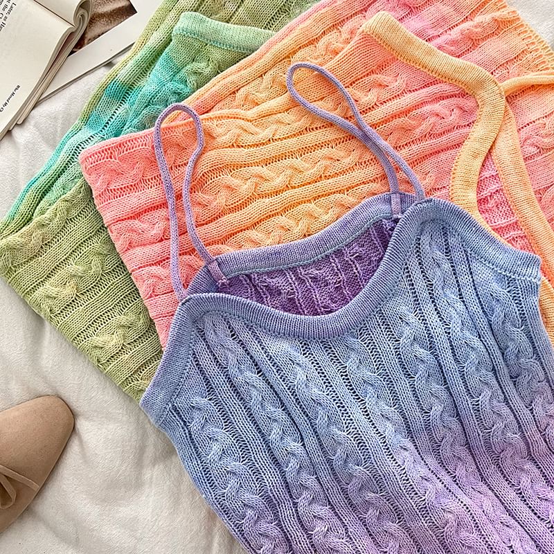 Babique - Mini-jurk met spaghettibandjes en kabelpatroon