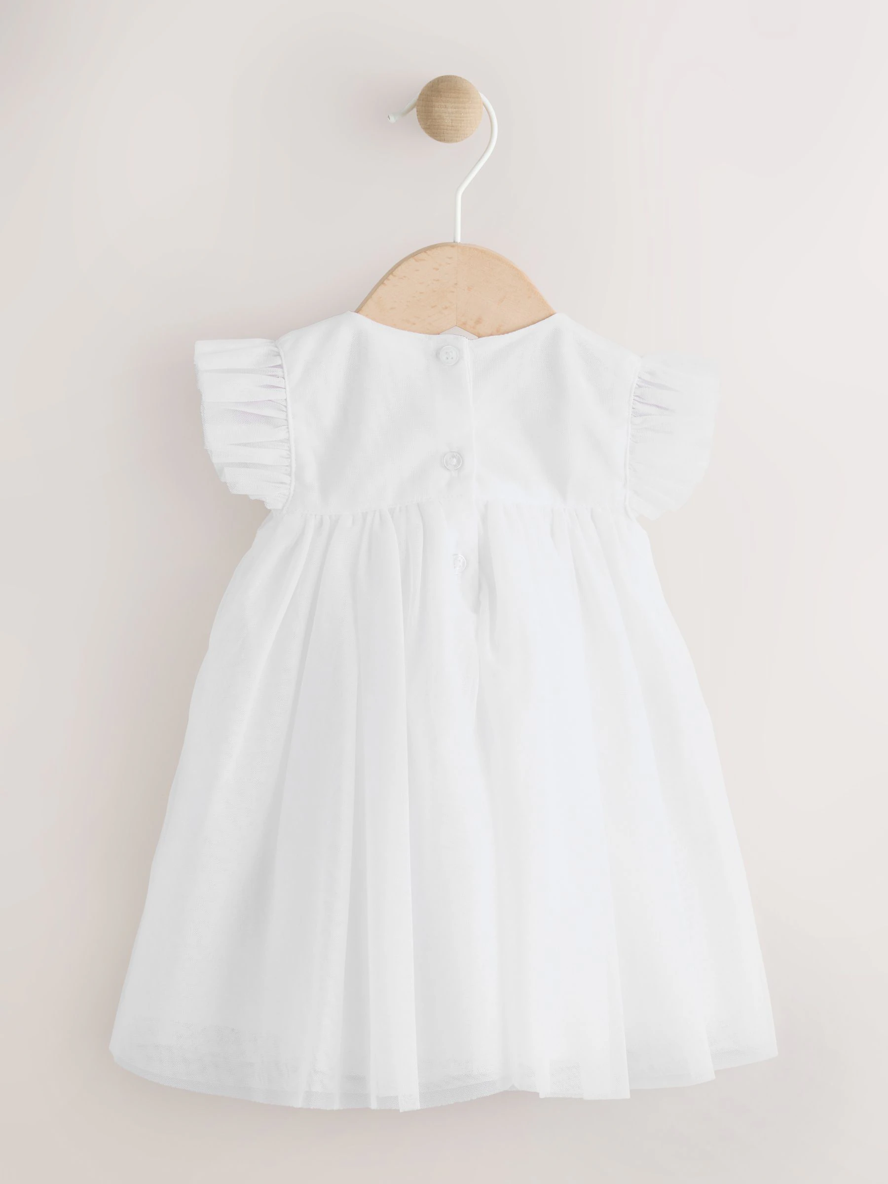Wit - Mesh babyjurk (0mnd -2jr)