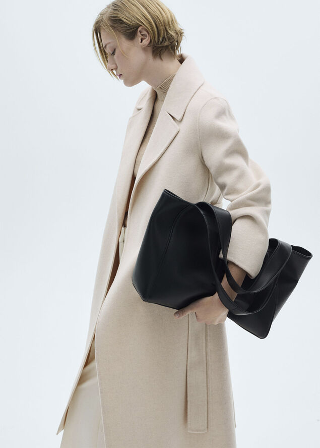 MANGO Belt handmade coat Light beige