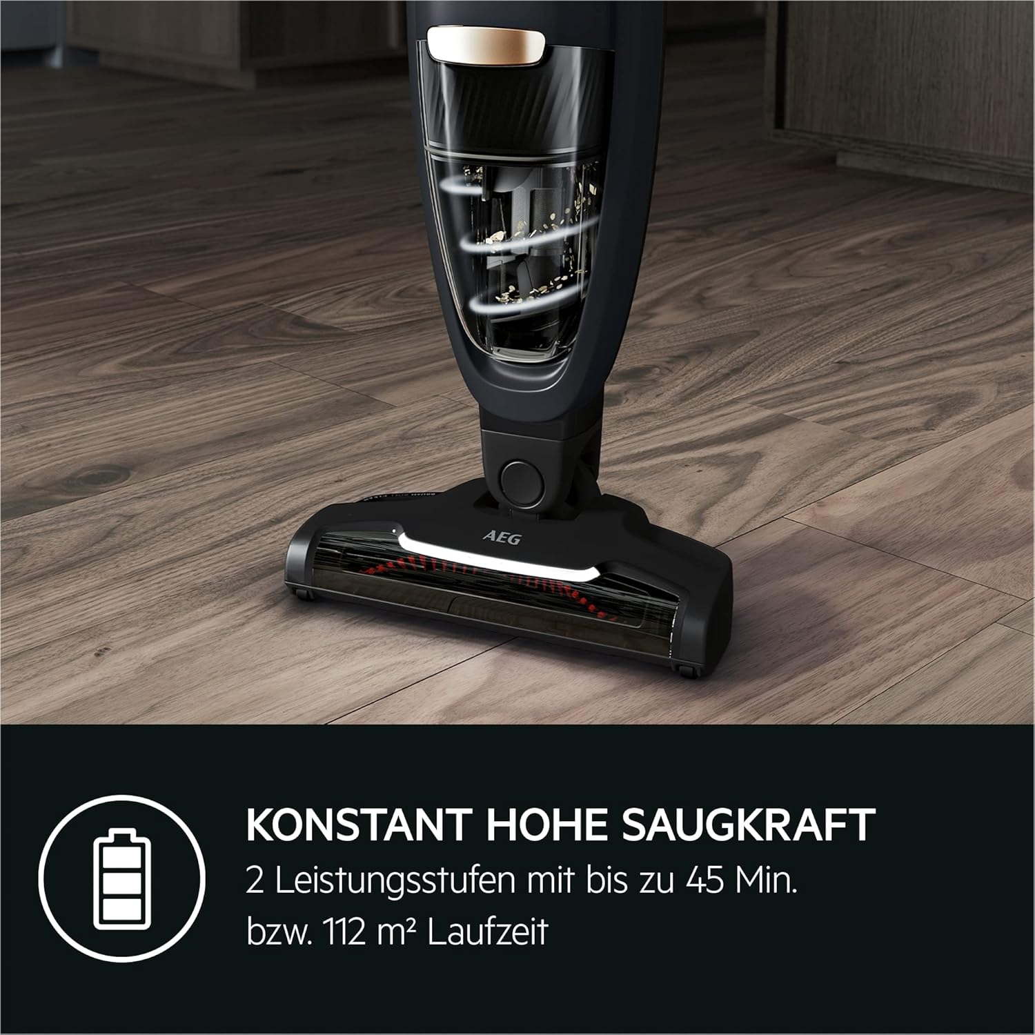 AEG QX6-1-45AN Akku Staubsauger kabellos / Staubsauger beutellos / leise / Handstaubsauger akku / 45 min Laufzeit / leicht / Hartboden / 2in1 / Tierhaare / Hund / Katze / Teppich / Auto / grau