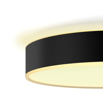 Philips Hue plafondlamp Enrave zwart - warm tot koelwit licht 34W - Ø 42 cm - met 1 dimmerswitch