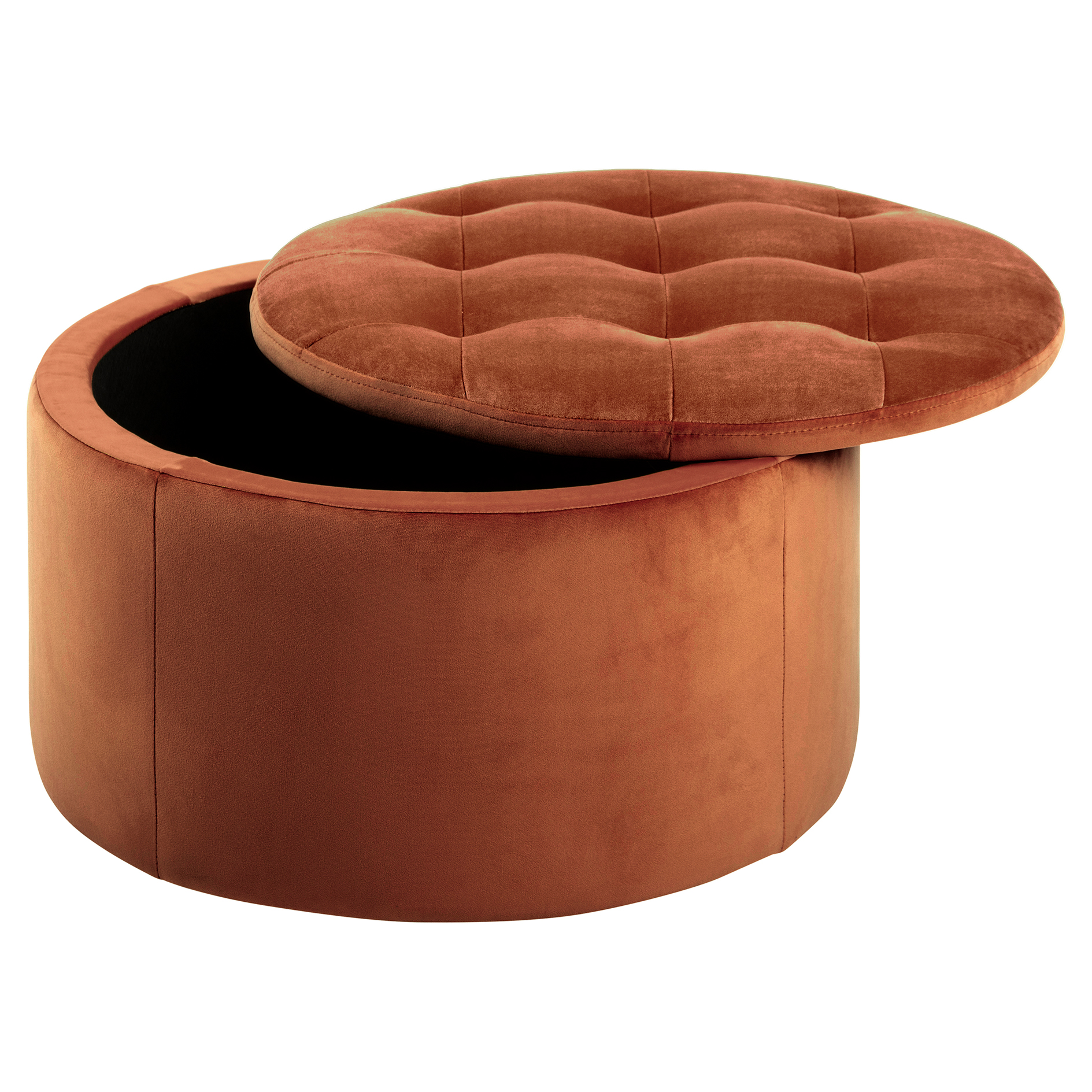 Polsterhocker RETINA - orange - mit Stauraum - Ø 60 cm
