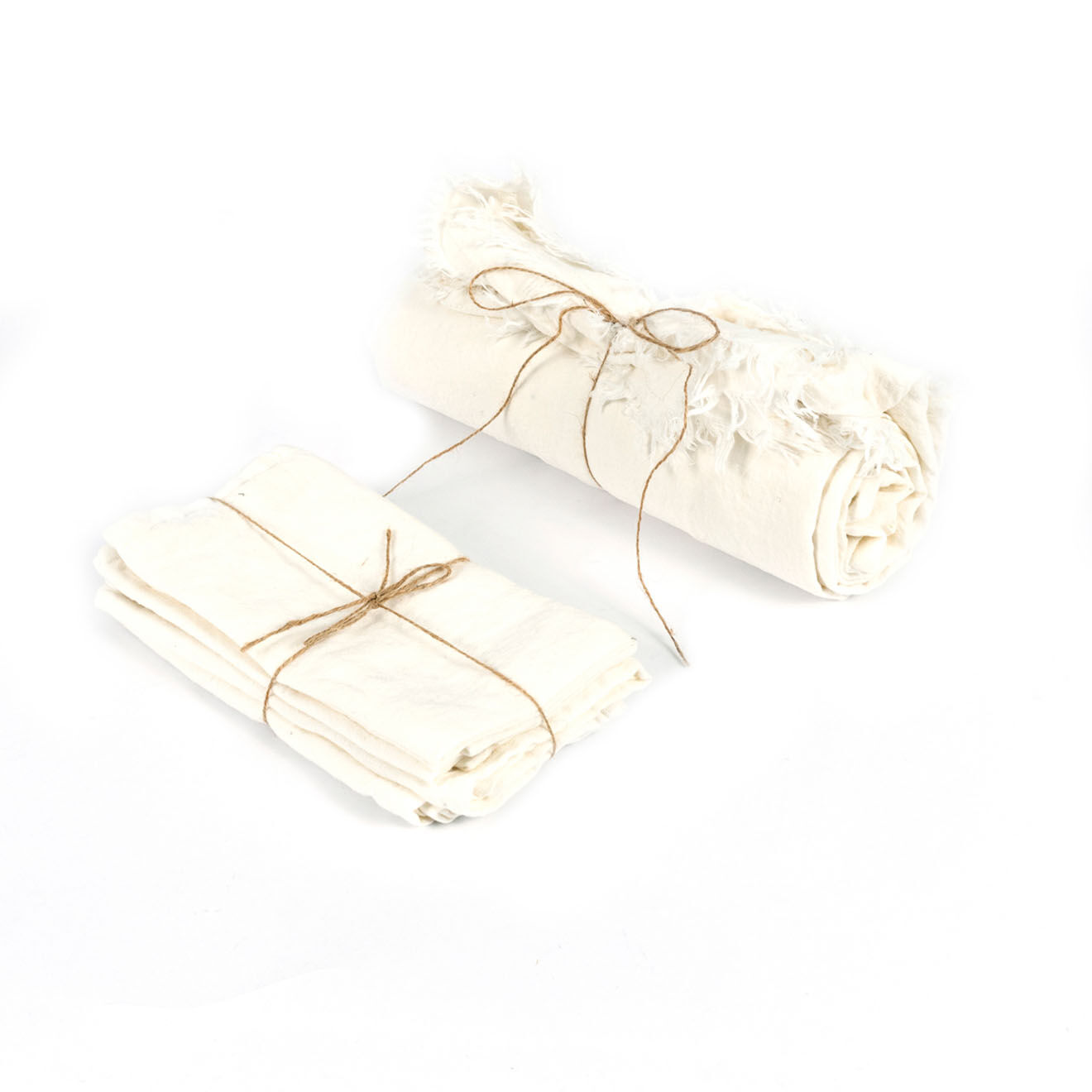 Bazar Bizar 4 Serviettes de table en lin blanches - 45x45 cm